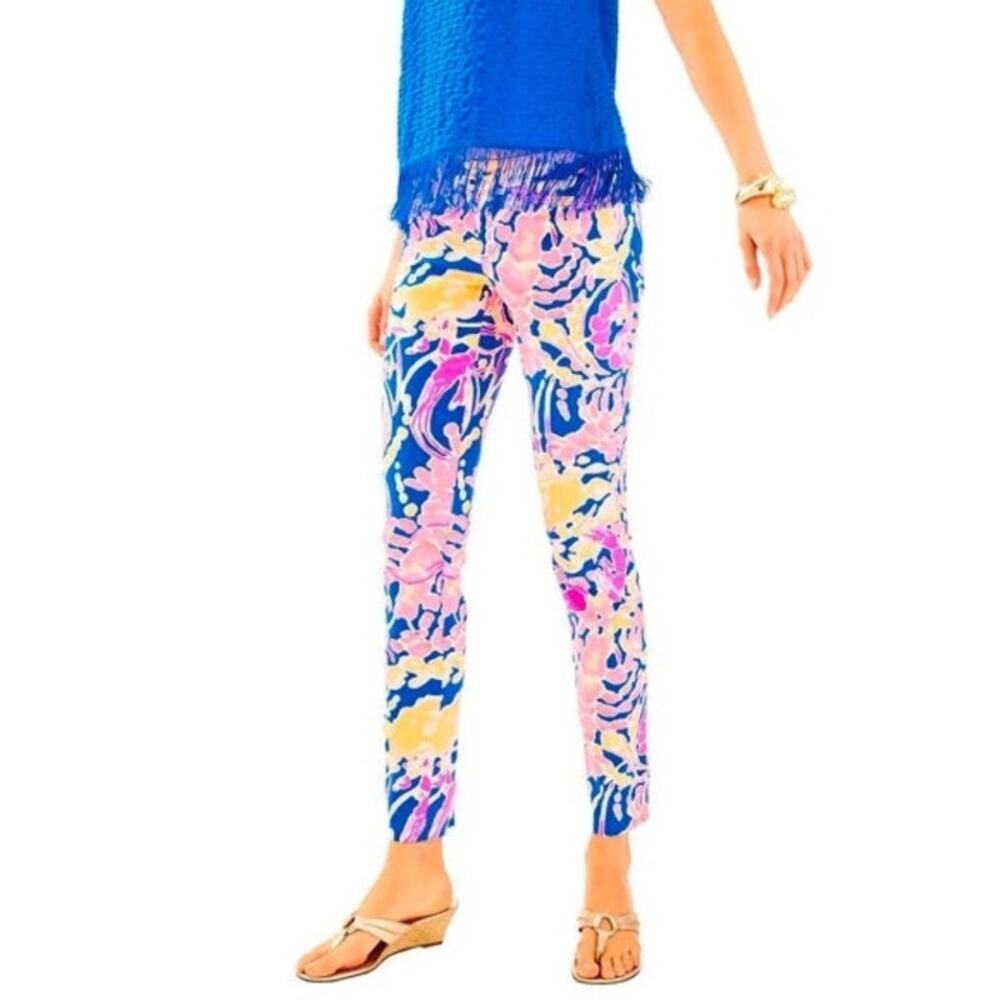 Lilly Pulitzer Callahan Bright Floral Skinny Ankle Pants Size 4 EUC